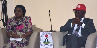 L – R; Ag. National Coordinator/CEO of the SERVICOM Office, Mrs. Helen Lawal and representative of the ICPC Chairman/Director of Special Services, Prince Hassan Mohammed during the symposium organised to commemorate Year 2026 Customer Service Week by the Independent Corrupt Practices and Other Related Offences Commission (ICPC) on 22nd October, 2026 in Abuja.